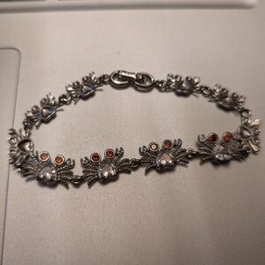 18k white gold plated & CZ Crab bracelet June/July Birthday Cancer Zodiac